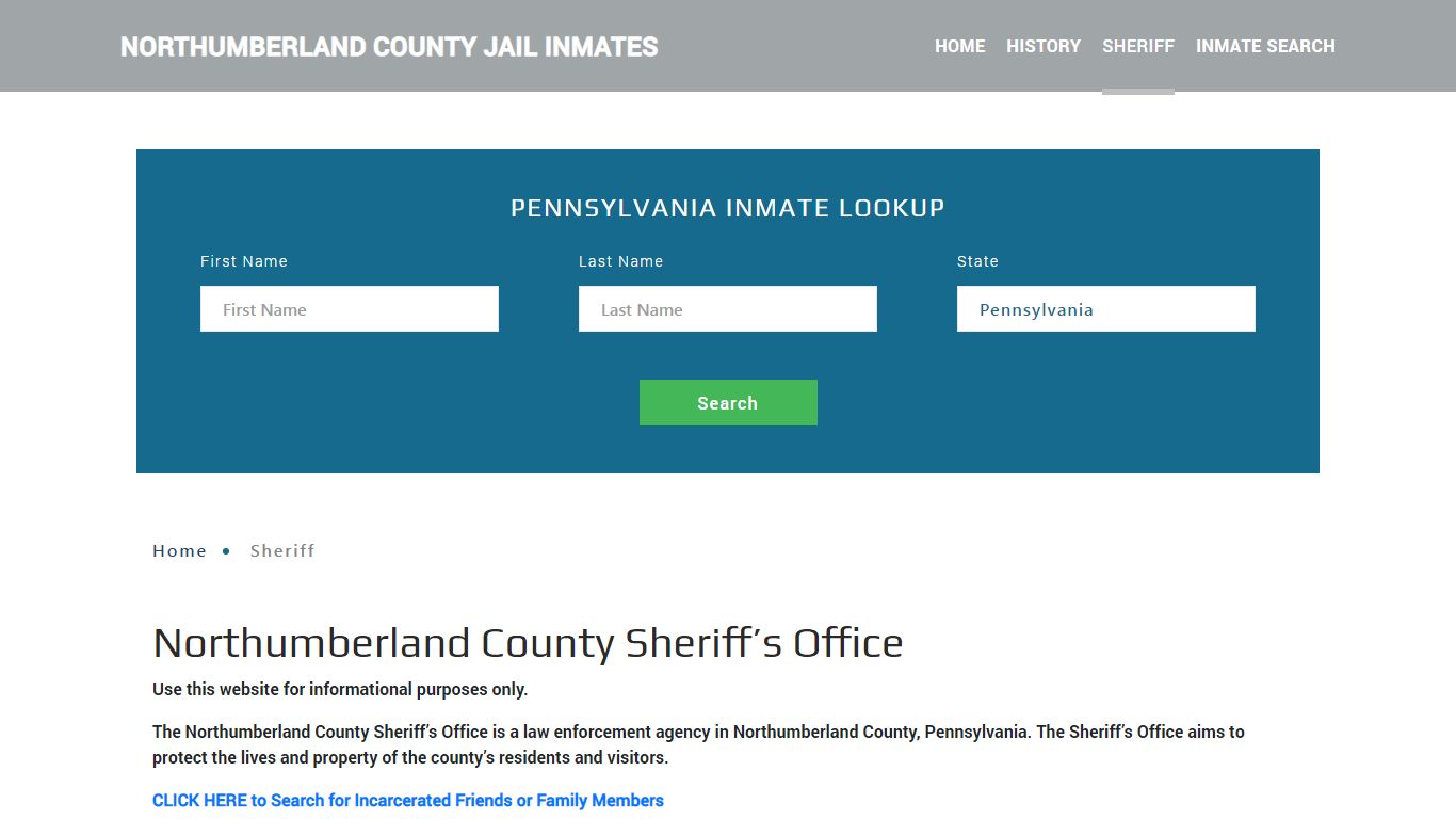 Northumberland County Sheriff, PA Arrest Warrant Lookup