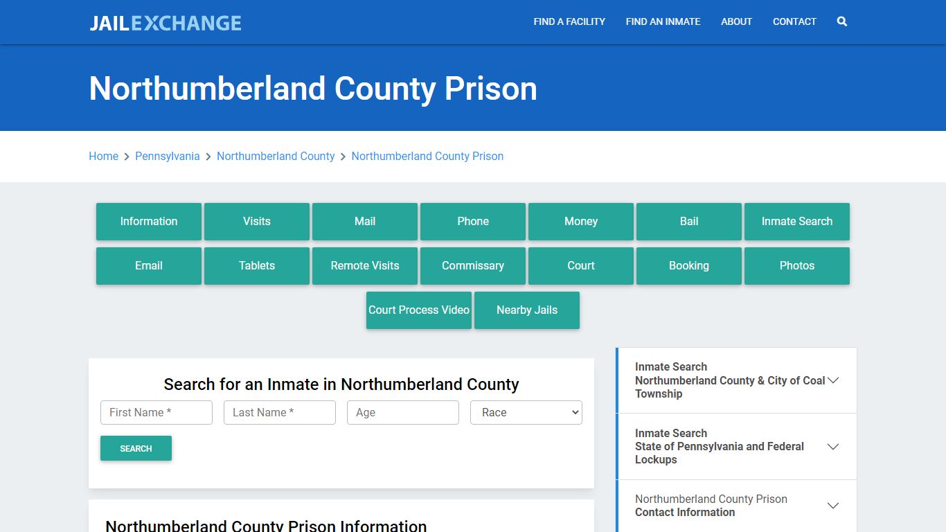 Northumberland County Prison Roster Lookup, PA, Inmate Search